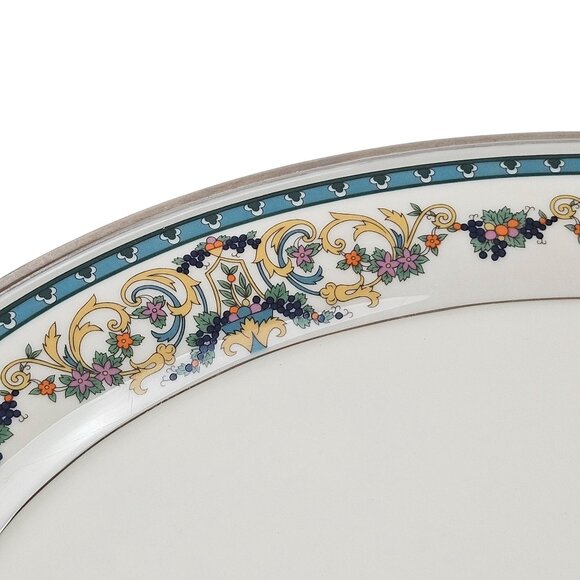 Lenox Fair Lady China Oval Serving Platter 16in Floral Scrolls Platinum Trim USA - Picture 7 of 9